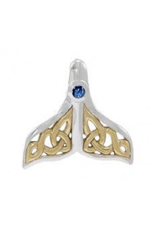 Celtic Whale Tail Pendant with Gold