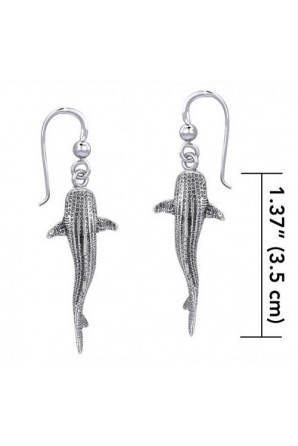 Whale Shark Silver Hook Earrings