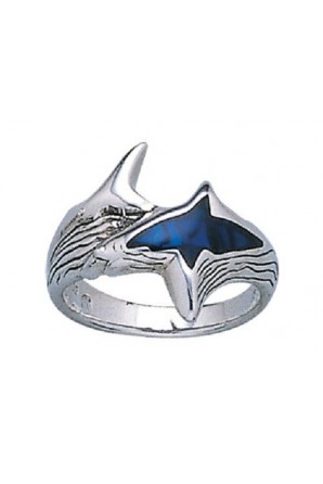 Haifisch Ring blau Emaille