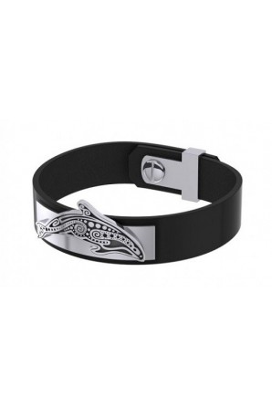 Aboriginal Orca Whale Leather Bracelet