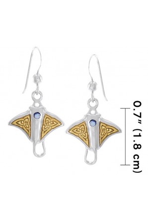Celtic Manta Ray Hook Earring with Gold