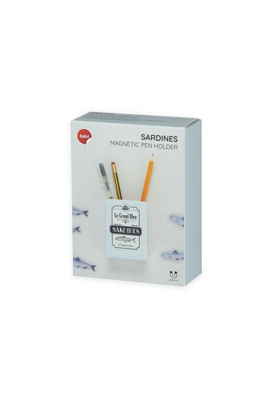 Balvi Sardines Magnetic Pencil Holder 5 Magnets Grey