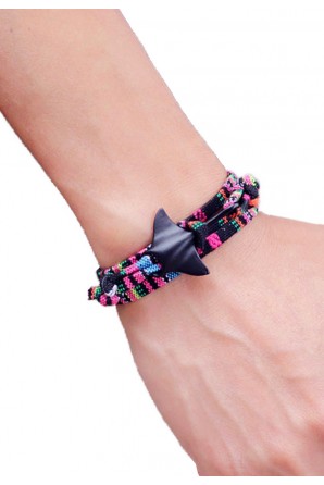Bracelet marin raie manta avec cordon coloré