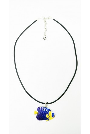 Pewter Blue Butterfly fish Necklace