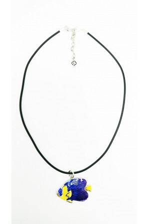 Pewter Blue Butterfly fish Necklace